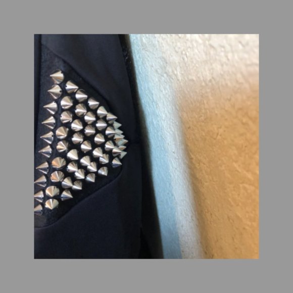 Reckless Hearts Strapless mini dress Black Punk Silver Studs and Mesh EUC Med - Picture 3 of 7